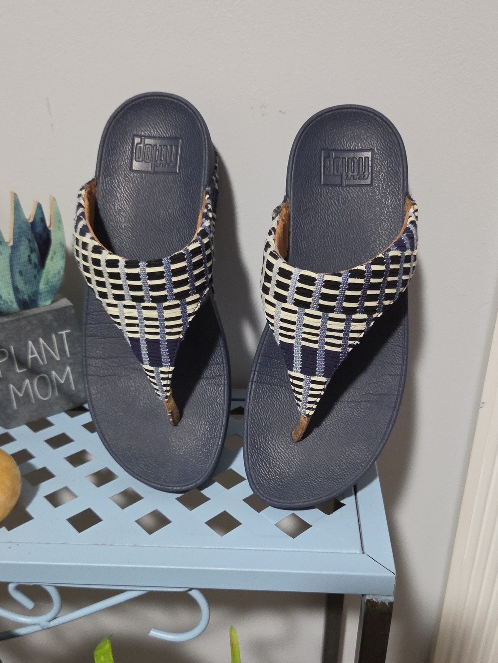 Fitflop 7 Blue Plaid Sandals - Picture 2 of 6